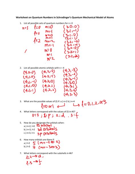 quantum numbers practice worksheet with answers pdf